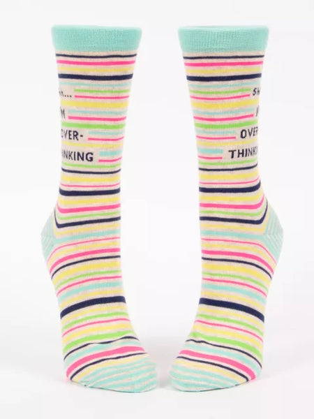 Blue Q Women Crew Socks - Shhh.... I'm Overthinking