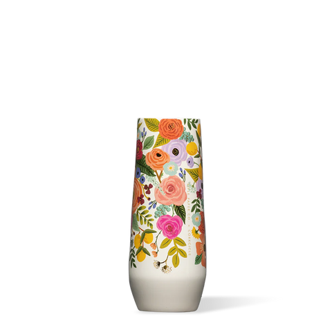 Corkcicle Rifle Paper Co.Stemless Flute- Garden Party Cream