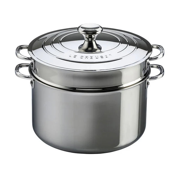 Le Creuset 9 Qt. Stainless Steel Stock Pot with Lid and Strainer