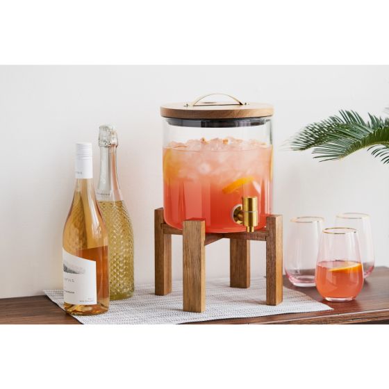 Twine Modern Manor Wood and Glass Drink Dispenser