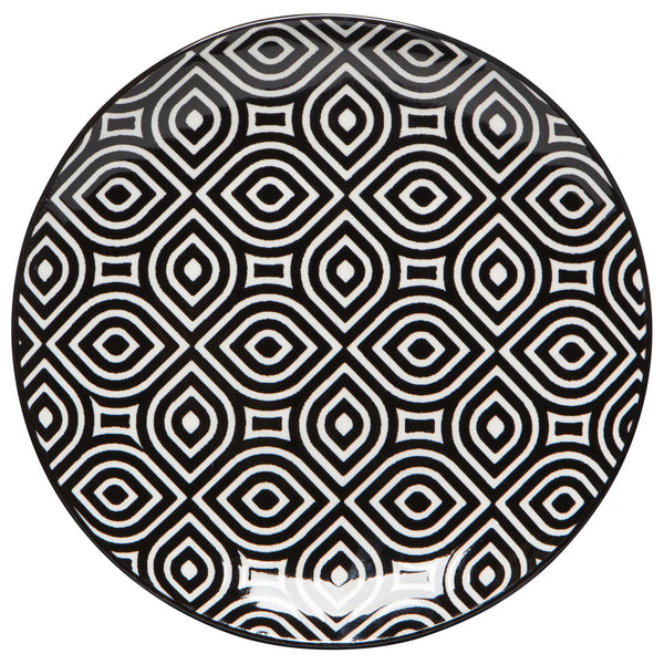 Now Designs 6" Stamped Plate- White and Black Geo