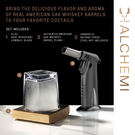 Viski 3-piece Alchemi Barrel Board Smoking Set