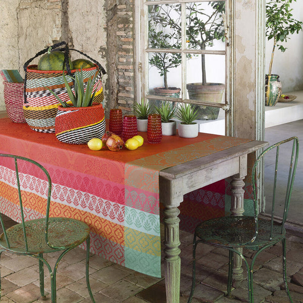 Le Jacquard Français- Bastide Red Pepper Coated Cotton Tablecloth (69X69)