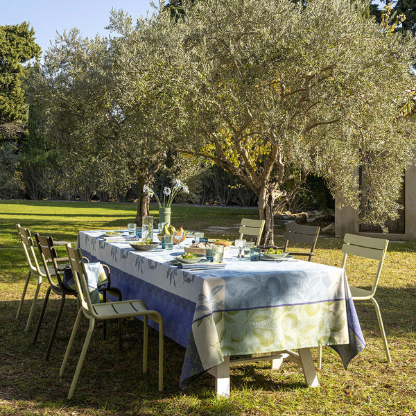 Le Jacquard Français- Arriere-Pays Blue Cotton Tablecloth (69X98)