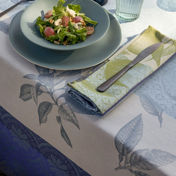 Le Jacquard Français- Arriere-Pays Blue Cotton Tablecloth (69X98)