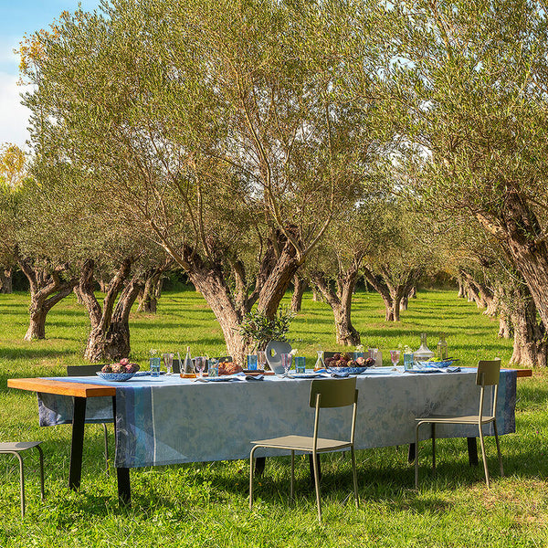 Le Jacquard Français-Bucolique Blue Linen Tablecloth (69X69)
