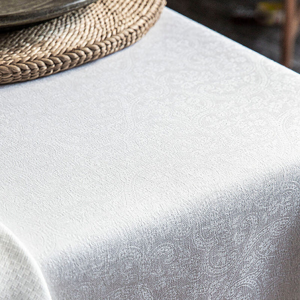 Le Jacquard Français- Port Fiori White Linen Tablecloth (69X98)