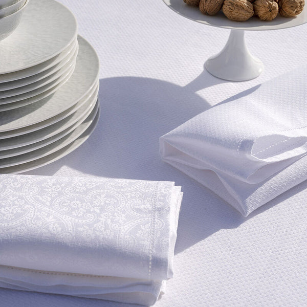 Le Jacquard Français- Port Fiori White Linen Napkin (23" Sq, Set of 4)