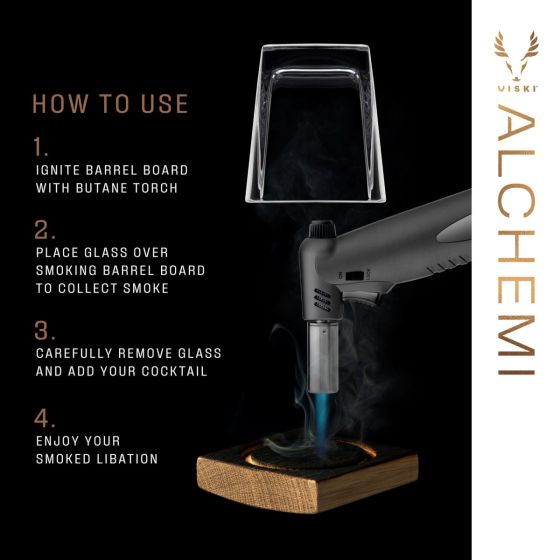 Viski 3-piece Alchemi Barrel Board Smoking Set