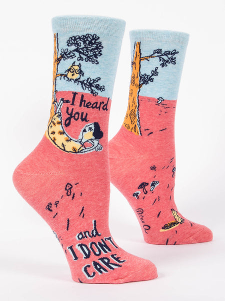 Blue Q Women's Crew Socks - I Heard You, and I Don't Care