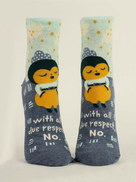 Blue Q Women's Ankle Socks- With All Due Respect, No.