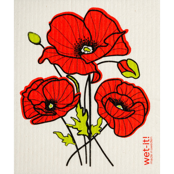 Wet-it! Swedish Dishcloth - Poppy Flower