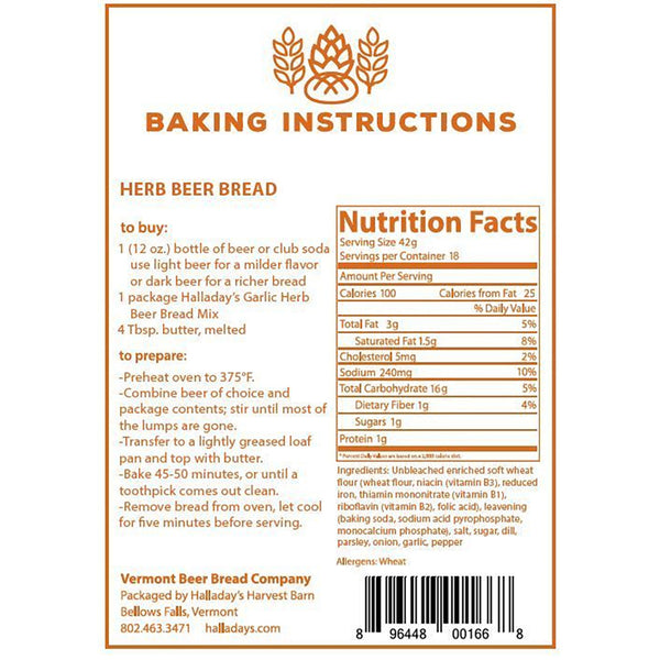 Halladay's Harvest Barn Vermont Bread - Garlic & Herb